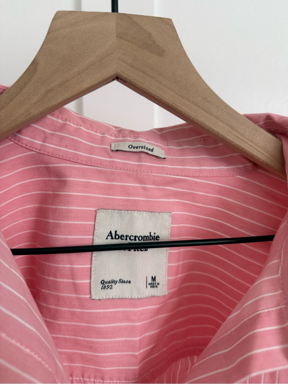 Abercrombie & Fitch Pink Striped Oversized Button Down Top - Picture 2 of 3